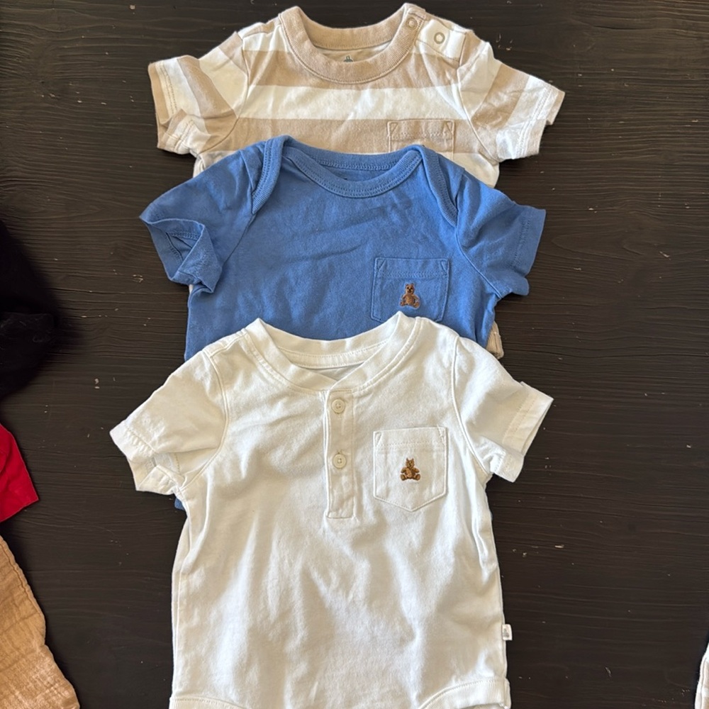 3 Gap Onesies with Bear Embroidery - 100% cotton